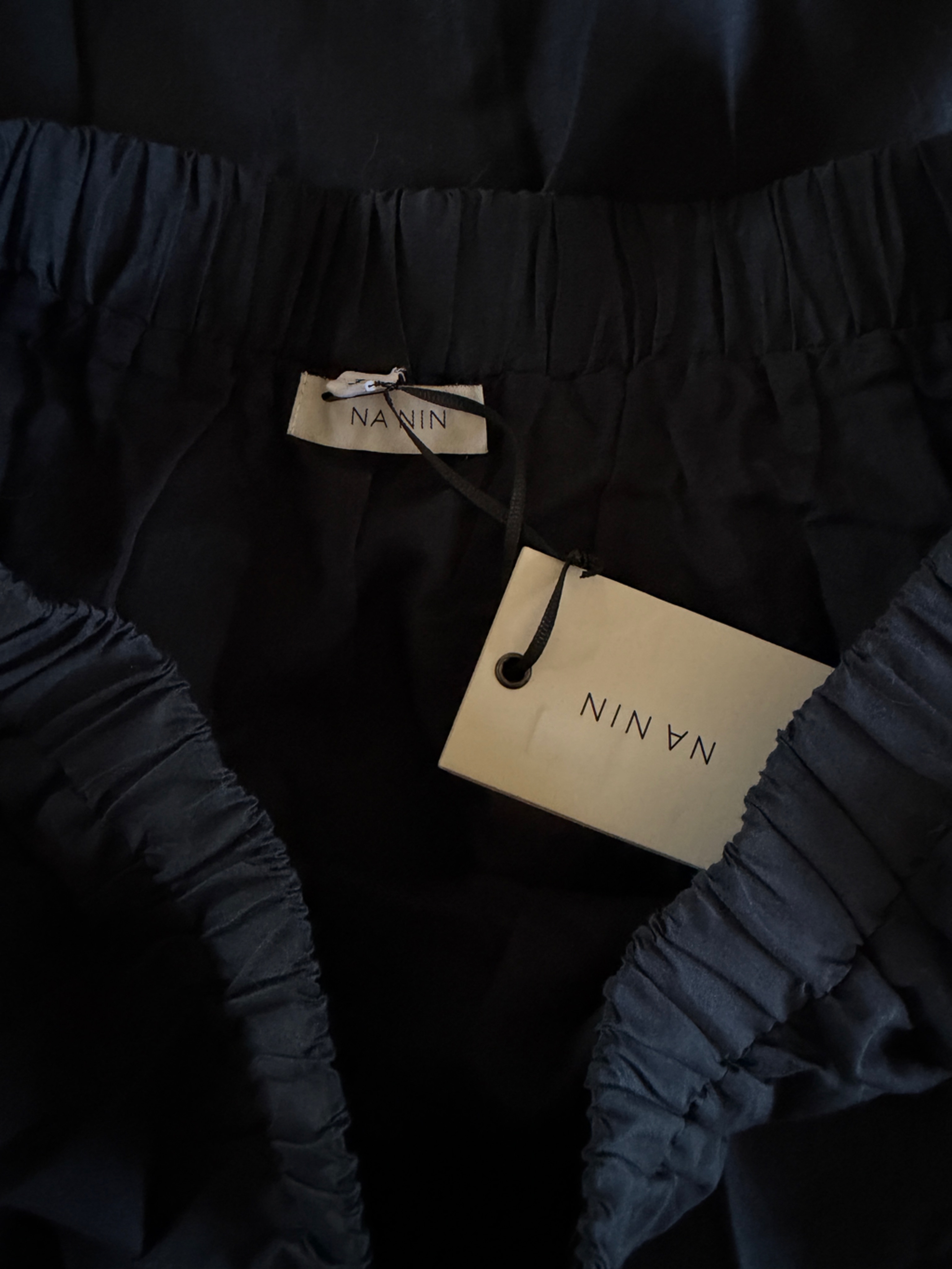 Na Nin Mimi Silk Cotton Voile Skirt - Black Tiered Maxi Skirt — image 6 of 8